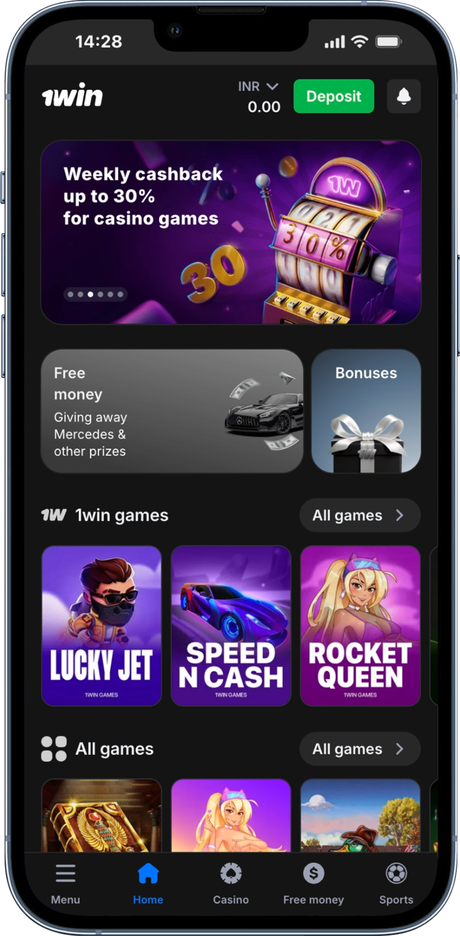 1Win App Screenshot