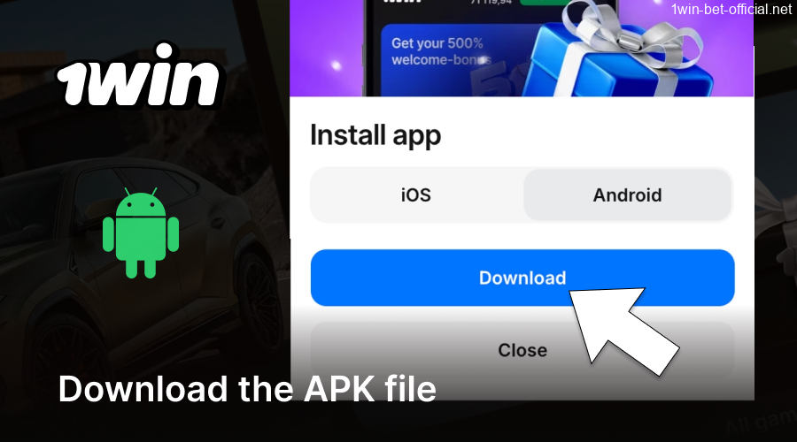 1win APK file download process for Android