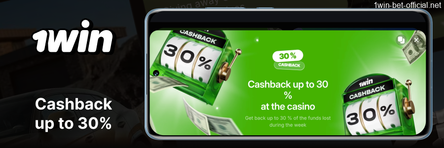 1win weekly casino cashback up to 30%