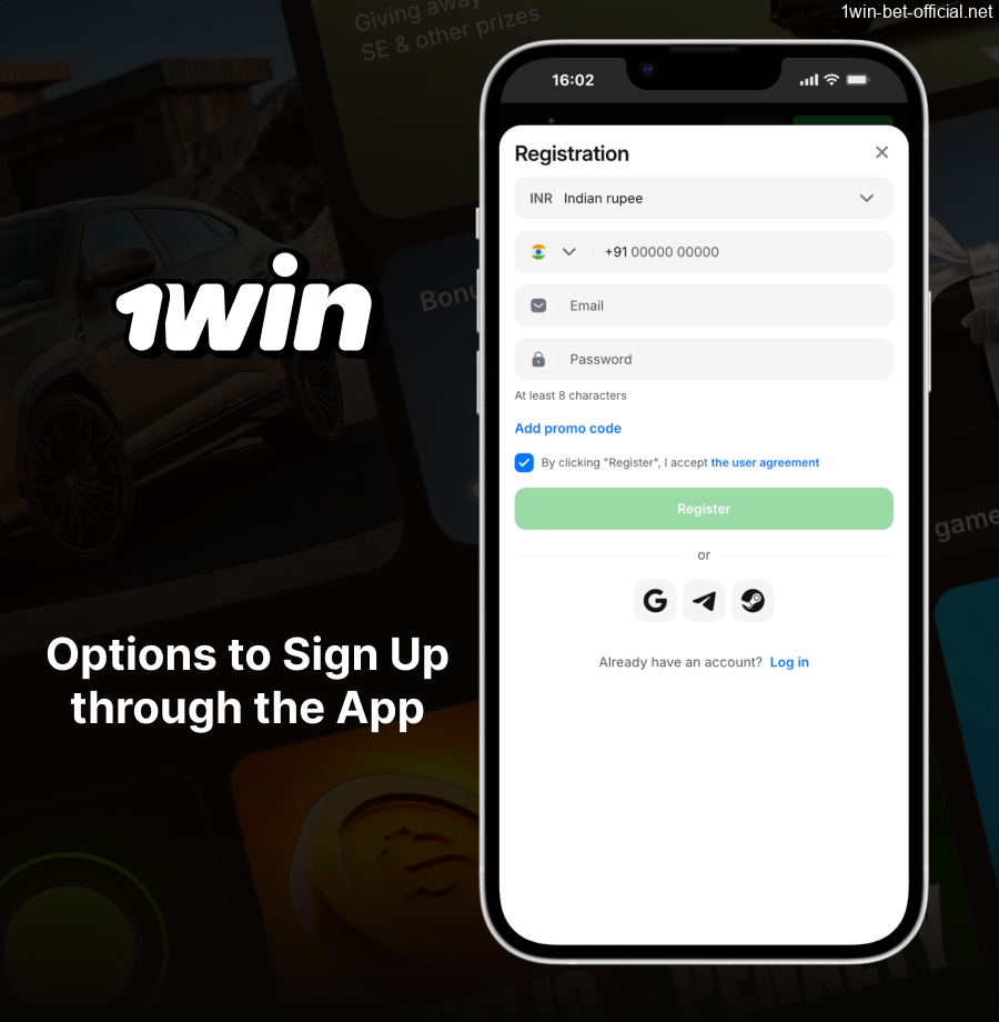 1win app registration options