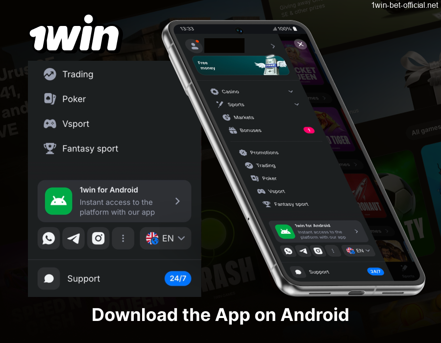Download 1win mobile app for Android