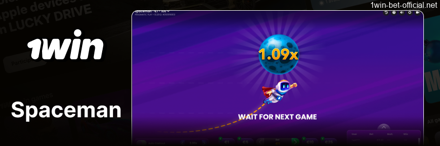 Spaceman crash game on the 1win website