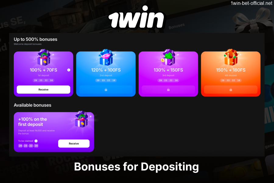 Deposit bonuses and promotions at 1win